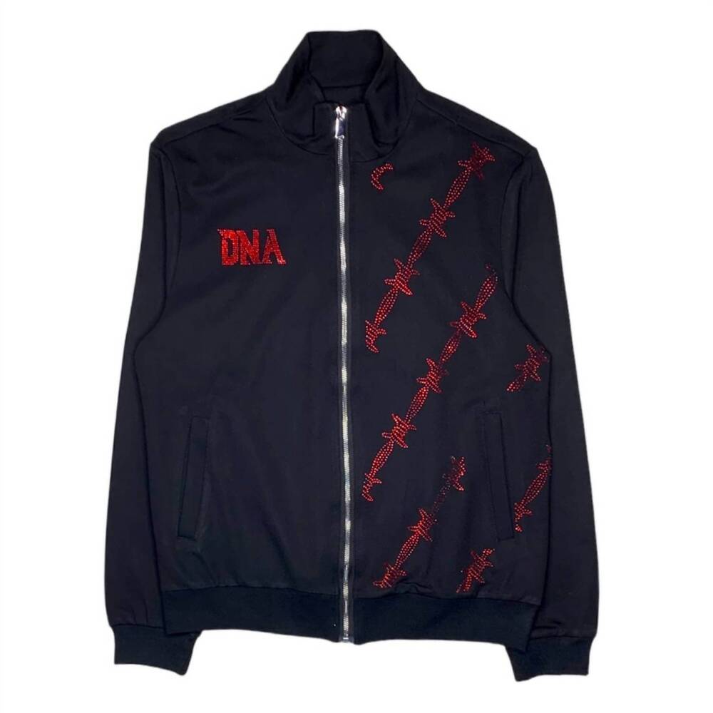 NEW DNA CLOTHING & APPAREL men's zip-up rhinestone jacket in black